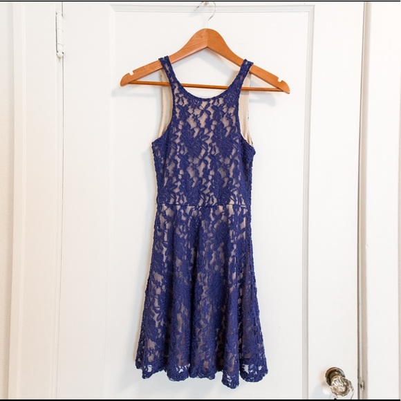 Nordstrom Dresses & Skirts - Nordstrom Low-back Dress Blue Lace/Cream